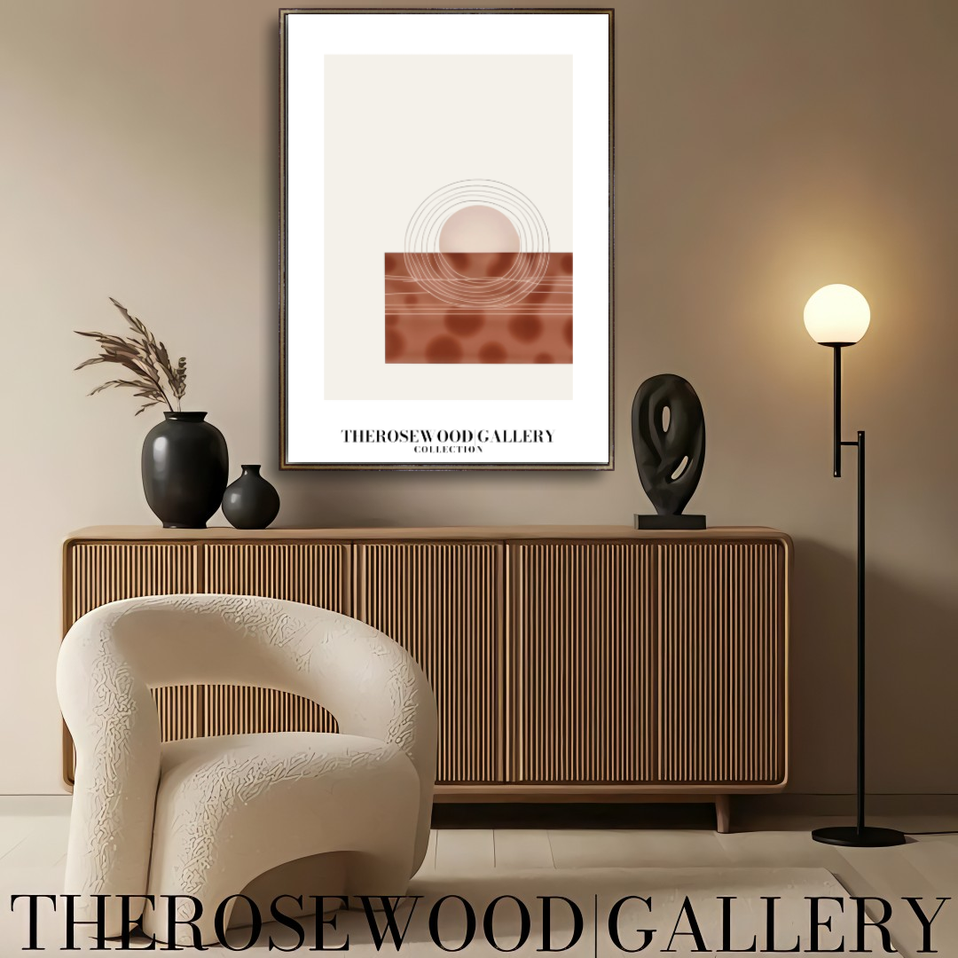 Zeitgenössische Kreislinie | Digitale Kunst | Schneller Download verfügbar | Ruhige neutrale Farben | Schickes modernes Dekor | Helle Erdtöne | Roter Brique | Geometrische Kunst