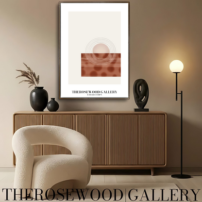 Zeitgenössische Kreislinie | Digitale Kunst | Schneller Download verfügbar | Ruhige neutrale Farben | Schickes modernes Dekor | Helle Erdtöne | Roter Brique | Geometrische Kunst