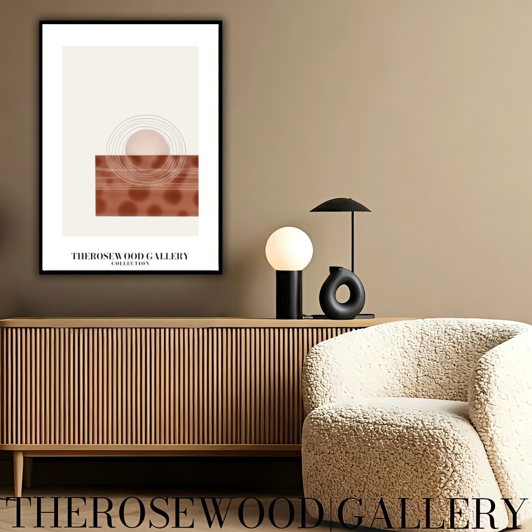 Zeitgenössische Kreislinie | Digitale Kunst | Schneller Download verfügbar | Ruhige neutrale Farben | Schickes modernes Dekor | Helle Erdtöne | Roter Brique | Geometrische Kunst
