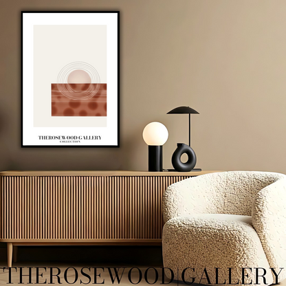 Zeitgenössische Kreislinie | Digitale Kunst | Schneller Download verfügbar | Ruhige neutrale Farben | Schickes modernes Dekor | Helle Erdtöne | Roter Brique | Geometrische Kunst