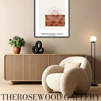 Zeitgenössische Kreislinie | Digitale Kunst | Schneller Download verfügbar | Ruhige neutrale Farben | Schickes modernes Dekor | Helle Erdtöne | Roter Brique | Geometrische Kunst