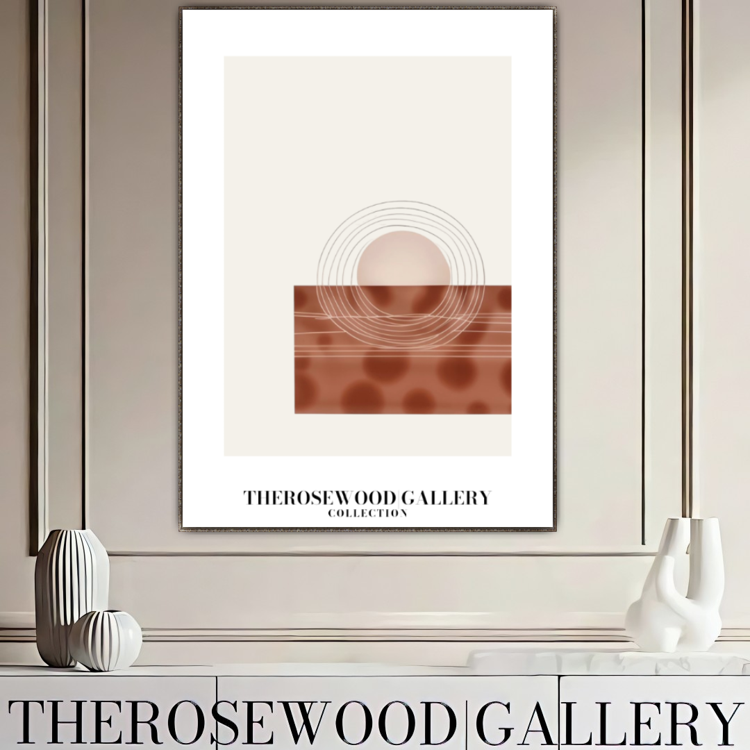 Zeitgenössische Kreislinie | Digitale Kunst | Schneller Download verfügbar | Ruhige neutrale Farben | Schickes modernes Dekor | Helle Erdtöne | Roter Brique | Geometrische Kunst