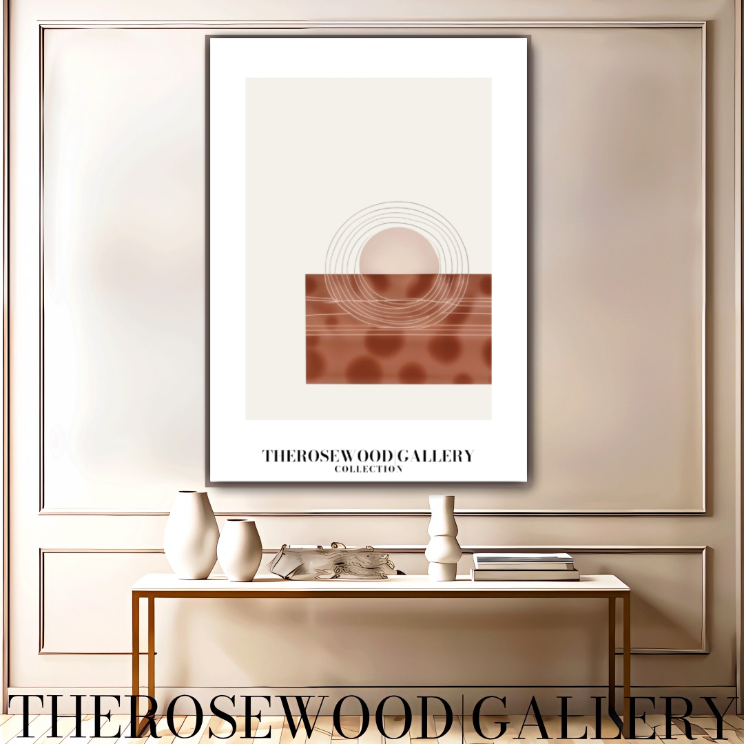 Zeitgenössische Kreislinie | Digitale Kunst | Schneller Download verfügbar | Ruhige neutrale Farben | Schickes modernes Dekor | Helle Erdtöne | Roter Brique | Geometrische Kunst