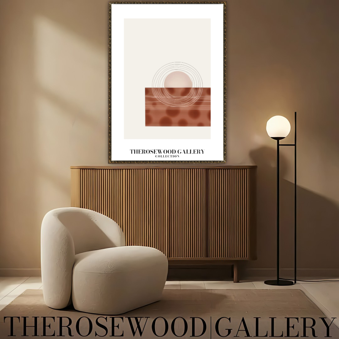 Zeitgenössische Kreislinie | Digitale Kunst | Schneller Download verfügbar | Ruhige neutrale Farben | Schickes modernes Dekor | Helle Erdtöne | Roter Brique | Geometrische Kunst