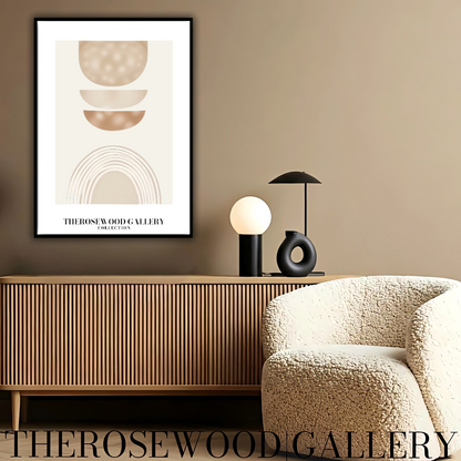 Décoration murale numérique minimaliste | Téléchargement instantané | Chaleur neutre et chaleureuse | Motifs circulaires élégants | Tons terreux doux et discrets | Palette beige taupe