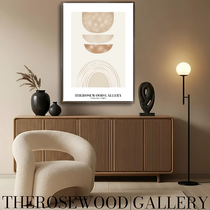 Décoration murale numérique minimaliste | Téléchargement instantané | Chaleur neutre et chaleureuse | Motifs circulaires élégants | Tons terreux doux et discrets | Palette beige taupe