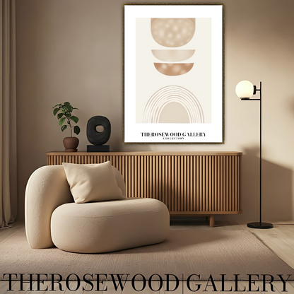 Décoration murale numérique minimaliste | Téléchargement instantané | Chaleur neutre et chaleureuse | Motifs circulaires élégants | Tons terreux doux et discrets | Palette beige taupe