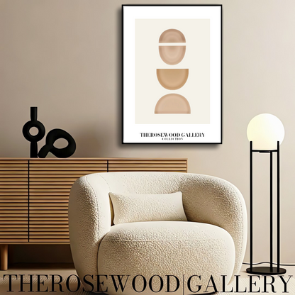 Minimalistische Wandkunstdrucke | Sofort-Download | Warme, neutrale Töne | Dezente kreisförmige Designs | Sanfte Erdfarben | Beige- und Taupe-Palette