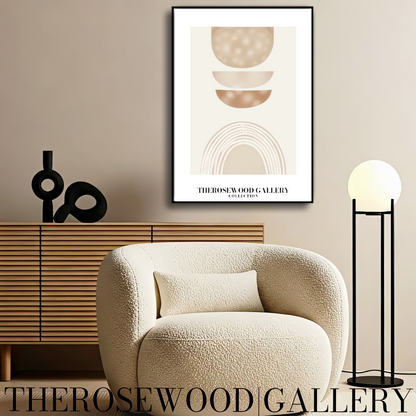 Décoration murale numérique minimaliste | Téléchargement instantané | Chaleur neutre et chaleureuse | Motifs circulaires élégants | Tons terreux doux et discrets | Palette beige taupe
