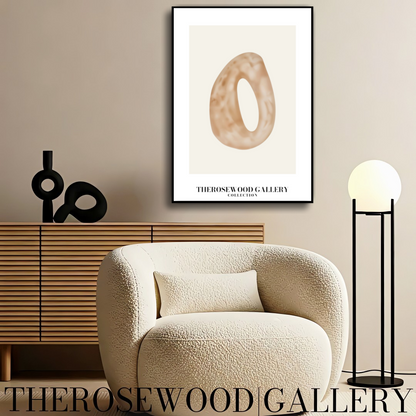 Affiche numérique minimaliste | Téléchargement instantané | Fond neutre et chaleureux | Formes circulaires abstraites | Tons terreux doux | Palette de couleurs beige taupe