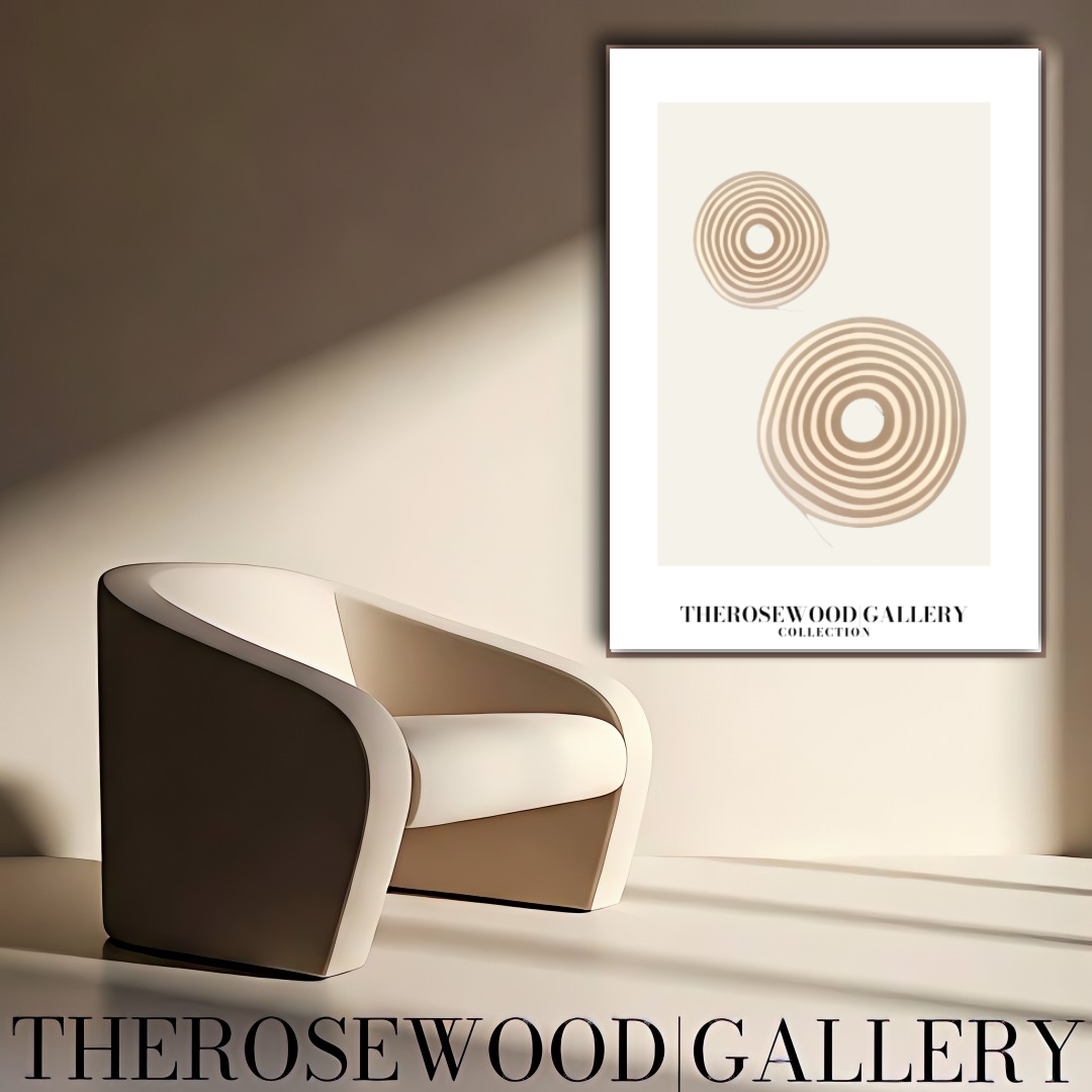 Minimal Digital Art Print | Instant Download | Warm Neutral Palette | Soft Circular Patterns | Earthy Muted Tones | Taupe Dark-Orange Accents