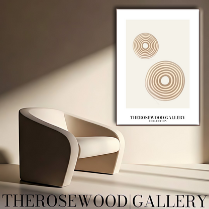 Minimal Digital Art Print | Instant Download | Warm Neutral Palette | Soft Circular Patterns | Earthy Muted Tones | Taupe Dark-Orange Accents