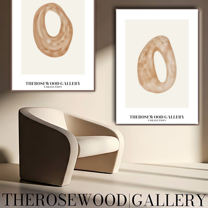 Affiche numérique minimaliste | Téléchargement instantané | Fond neutre et chaleureux | Formes circulaires abstraites | Tons terreux doux | Palette de couleurs beige taupe