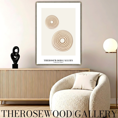 Minimal Digital Art Print | Instant Download | Warm Neutral Palette | Soft Circular Patterns | Earthy Muted Tones | Taupe Dark-Orange Accents