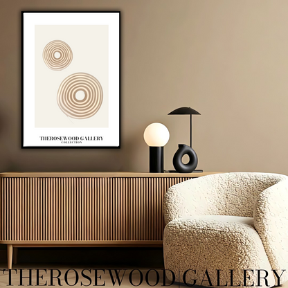 Minimal Digital Art Print | Instant Download | Warm Neutral Palette | Soft Circular Patterns | Earthy Muted Tones | Taupe Dark-Orange Accents