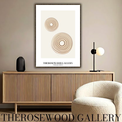 Minimal Digital Art Print | Instant Download | Warm Neutral Palette | Soft Circular Patterns | Earthy Muted Tones | Taupe Dark-Orange Accents