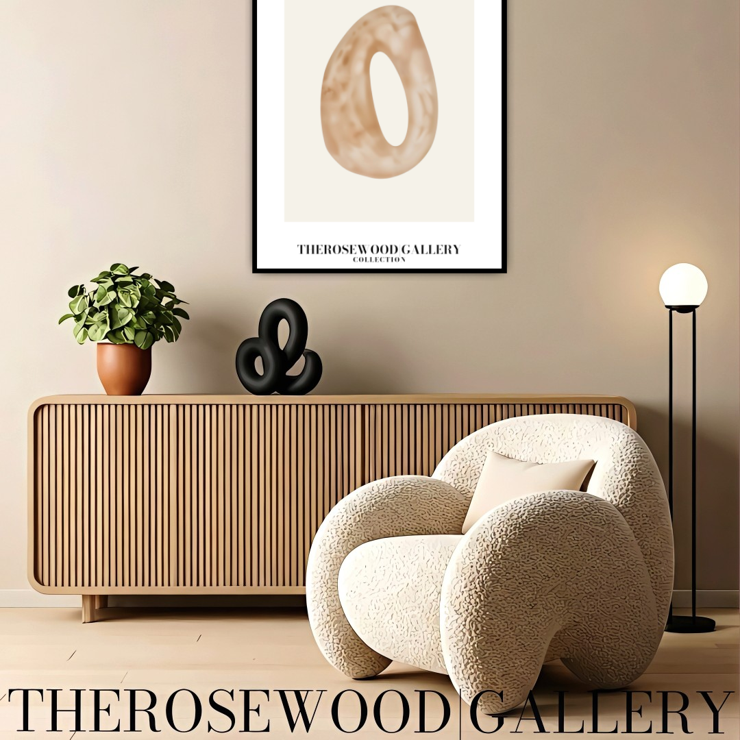 Affiche numérique minimaliste | Téléchargement instantané | Fond neutre et chaleureux | Formes circulaires abstraites | Tons terreux doux | Palette de couleurs beige taupe