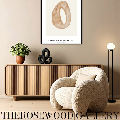 Affiche numérique minimaliste | Téléchargement instantané | Fond neutre et chaleureux | Formes circulaires abstraites | Tons terreux doux | Palette de couleurs beige taupe