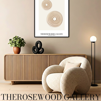 Minimal Digital Art Print | Instant Download | Warm Neutral Palette | Soft Circular Patterns | Earthy Muted Tones | Taupe Dark-Orange Accents