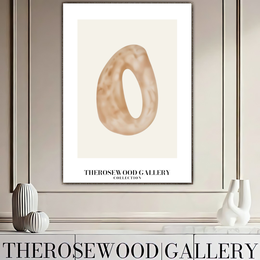 Affiche numérique minimaliste | Téléchargement instantané | Fond neutre et chaleureux | Formes circulaires abstraites | Tons terreux doux | Palette de couleurs beige taupe