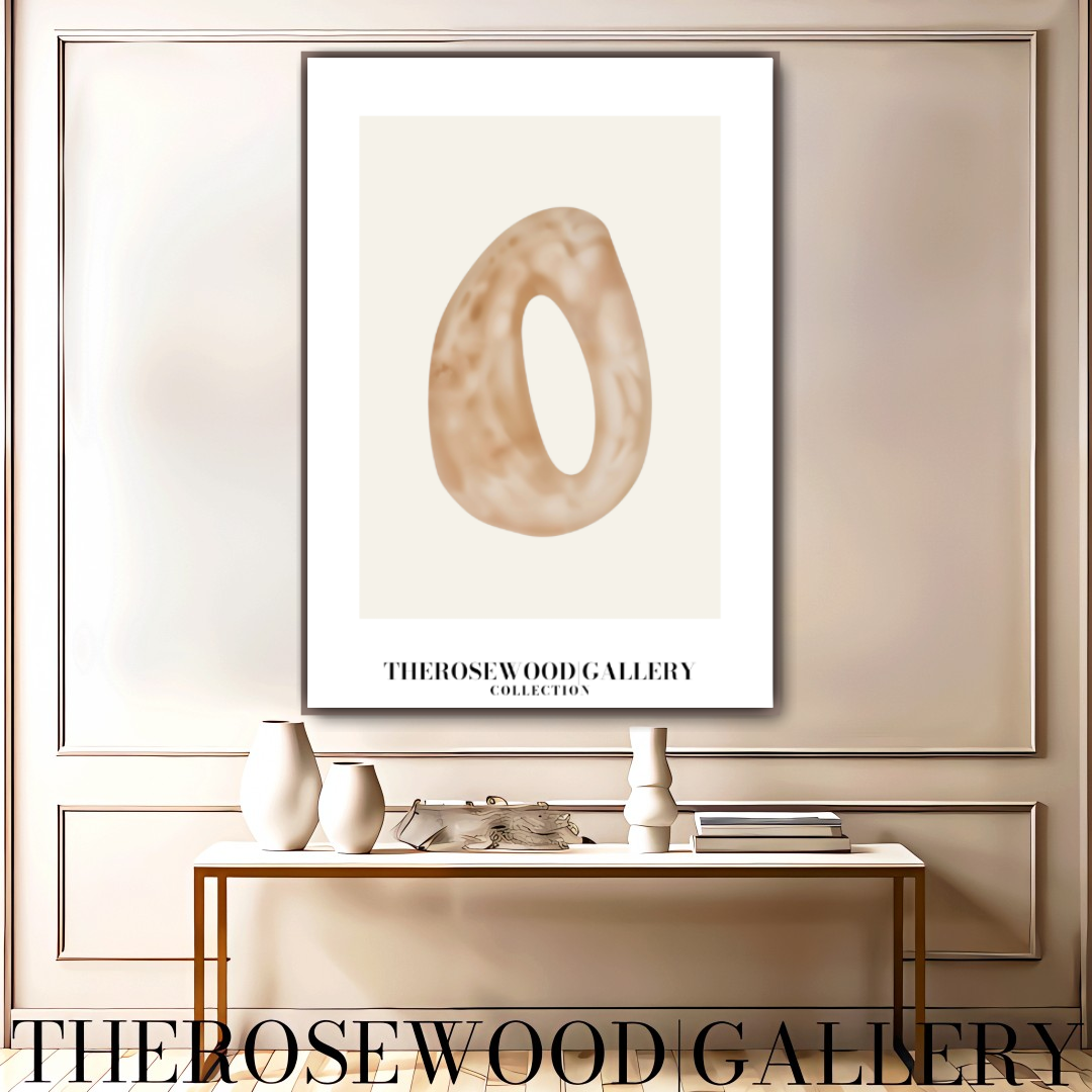 Affiche numérique minimaliste | Téléchargement instantané | Fond neutre et chaleureux | Formes circulaires abstraites | Tons terreux doux | Palette de couleurs beige taupe