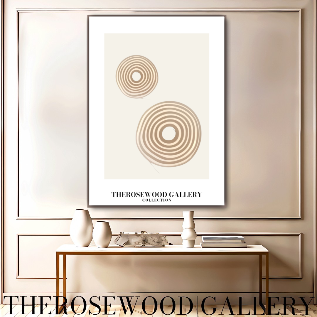 Minimal Digital Art Print | Instant Download | Warm Neutral Palette | Soft Circular Patterns | Earthy Muted Tones | Taupe Dark-Orange Accents