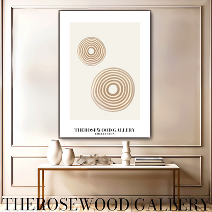 Minimal Digital Art Print | Instant Download | Warm Neutral Palette | Soft Circular Patterns | Earthy Muted Tones | Taupe Dark-Orange Accents