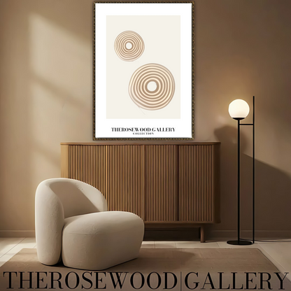 Minimal Digital Art Print | Instant Download | Warm Neutral Palette | Soft Circular Patterns | Earthy Muted Tones | Taupe Dark-Orange Accents