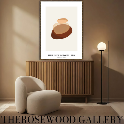Simple Minimal Art Print | Instant Digital Delivery | Cozy Neutral Shades | Circle Motifs | Soft Warm Hues | Pale Pink-Beige Red-Brown Accents