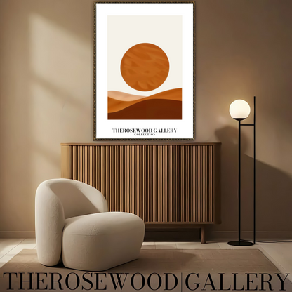 Décoration murale minimaliste moderne | Impression numérique téléchargeable | Palette de couleurs neutres et chaudes | Cercles orange-brun | Décoration d'intérieur minimaliste | Accès instantané