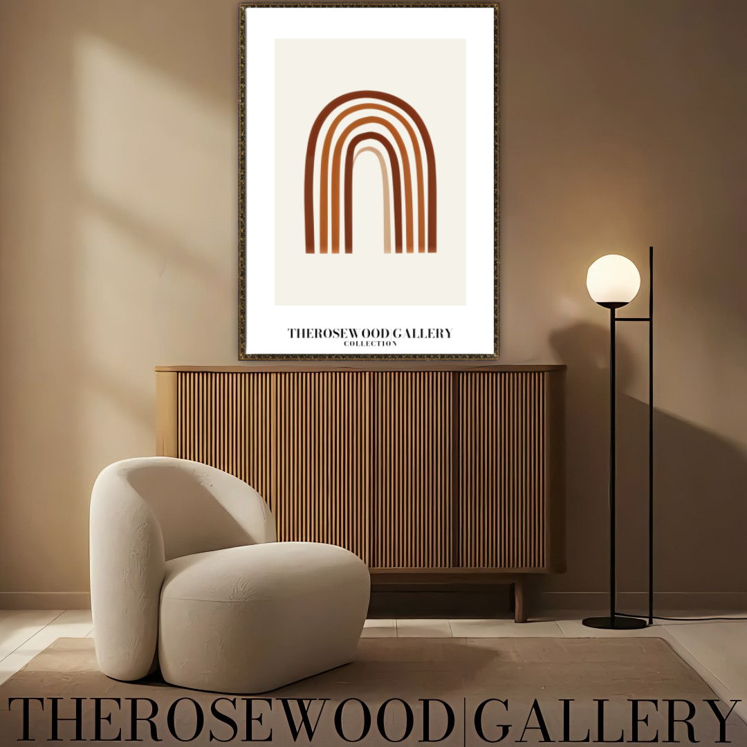 Minimalist Wall Art Printable | Instant Download | Neutral Home Decor | Modern Arc Art | Warm Orange-Brown Tones | Digital Art Living Room