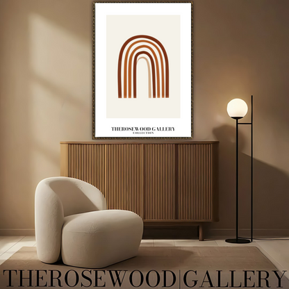 Minimalist Wall Art Printable | Instant Download | Neutral Home Decor | Modern Arc Art | Warm Orange-Brown Tones | Digital Art Living Room