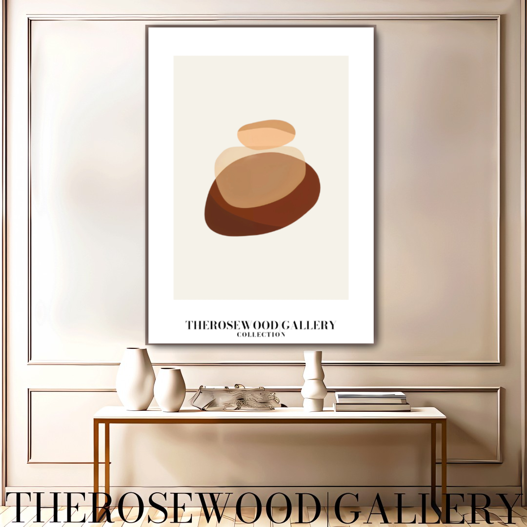 Simple Minimal Art Print | Instant Digital Delivery | Cozy Neutral Shades | Circle Motifs | Soft Warm Hues | Pale Pink-Beige Red-Brown Accents