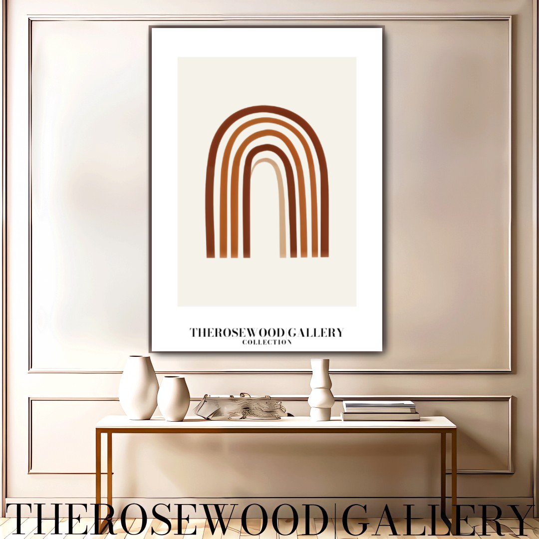 Minimalist Wall Art Printable | Instant Download | Neutral Home Decor | Modern Arc Art | Warm Orange-Brown Tones | Digital Art Living Room