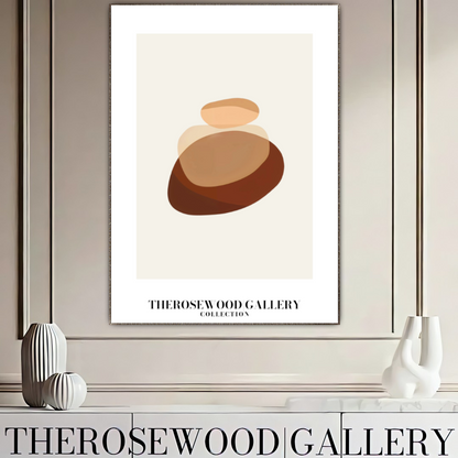 Simple Minimal Art Print | Instant Digital Delivery | Cozy Neutral Shades | Circle Motifs | Soft Warm Hues | Pale Pink-Beige Red-Brown Accents