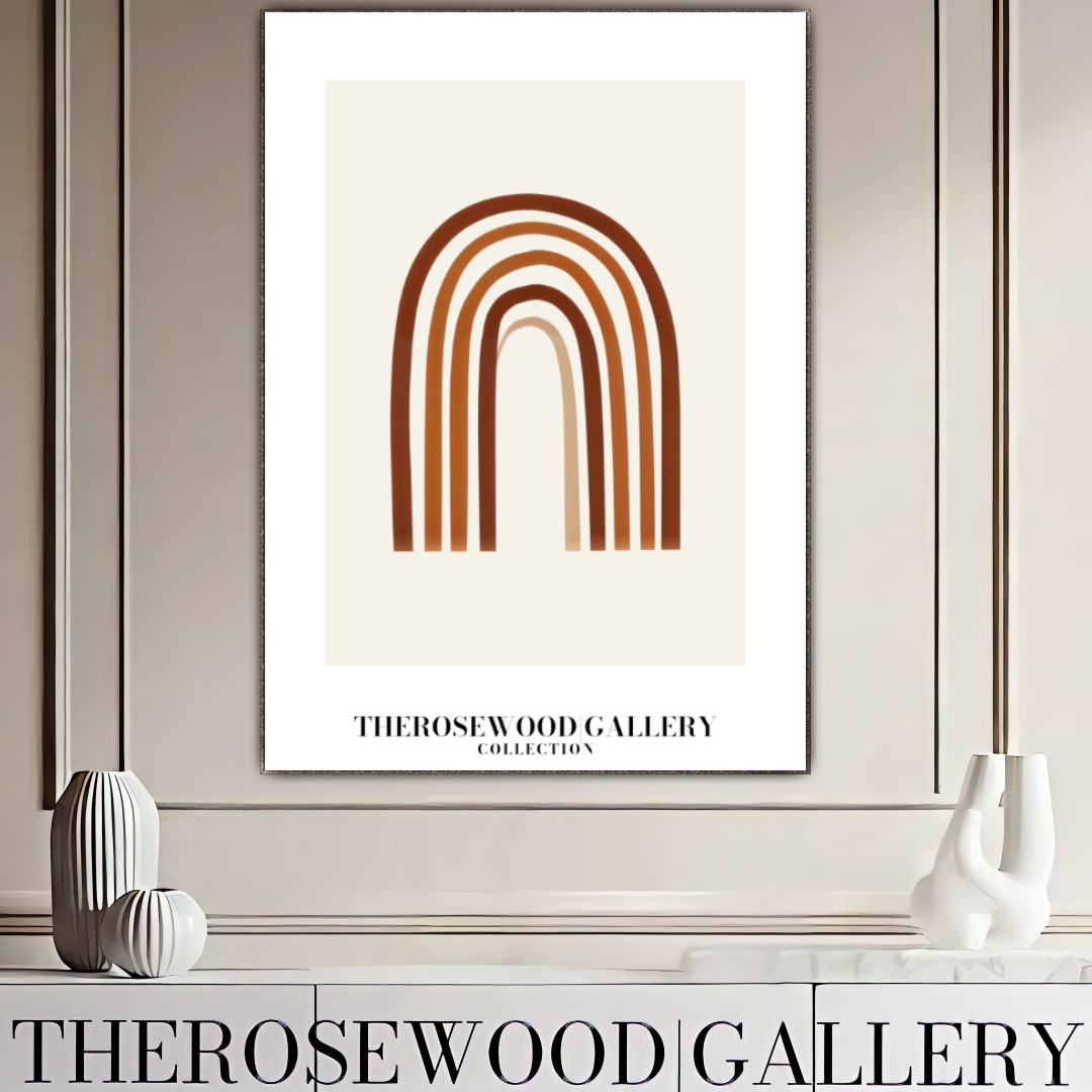 Minimalist Wall Art Printable | Instant Download | Neutral Home Decor | Modern Arc Art | Warm Orange-Brown Tones | Digital Art Living Room