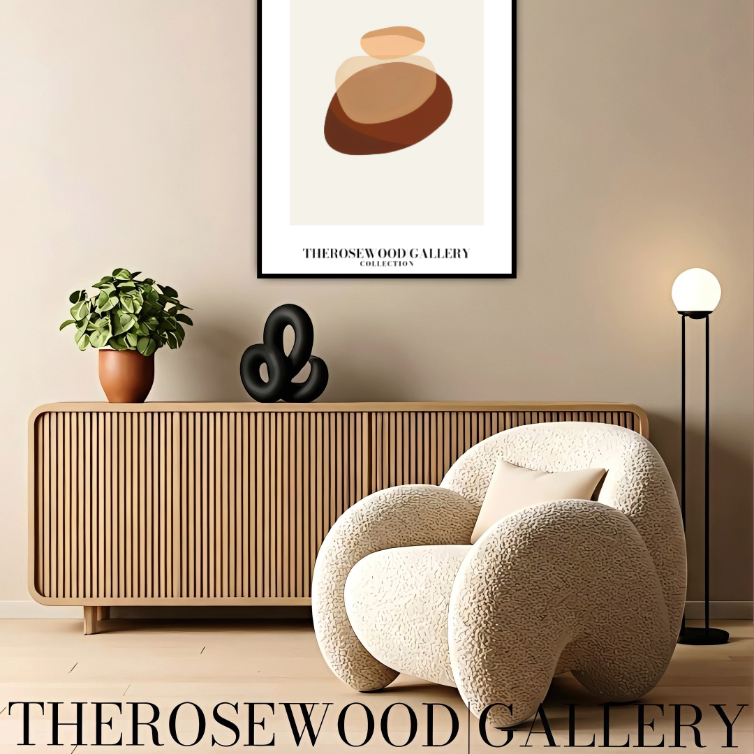 Simple Minimal Art Print | Instant Digital Delivery | Cozy Neutral Shades | Circle Motifs | Soft Warm Hues | Pale Pink-Beige Red-Brown Accents