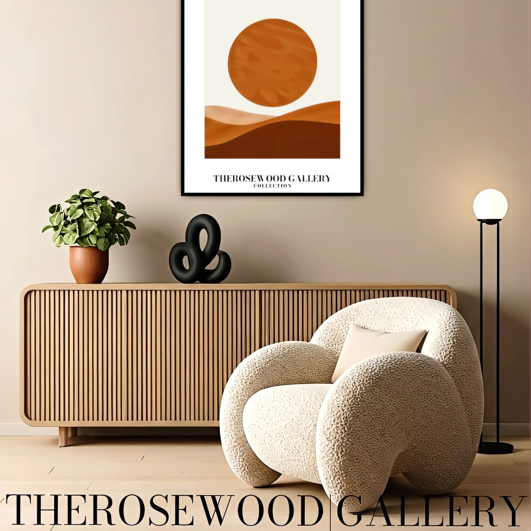 Décoration murale minimaliste moderne | Impression numérique téléchargeable | Palette de couleurs neutres et chaudes | Cercles orange-brun | Décoration d'intérieur minimaliste | Accès instantané