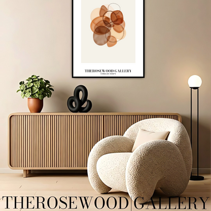 Impression numérique minimaliste neutre | Téléchargement instantané d'une décoration murale | Tons brun saumon | Cercles abstraits | Décoration d'intérieur contemporaine | Affiche imprimable moderne et naturelle