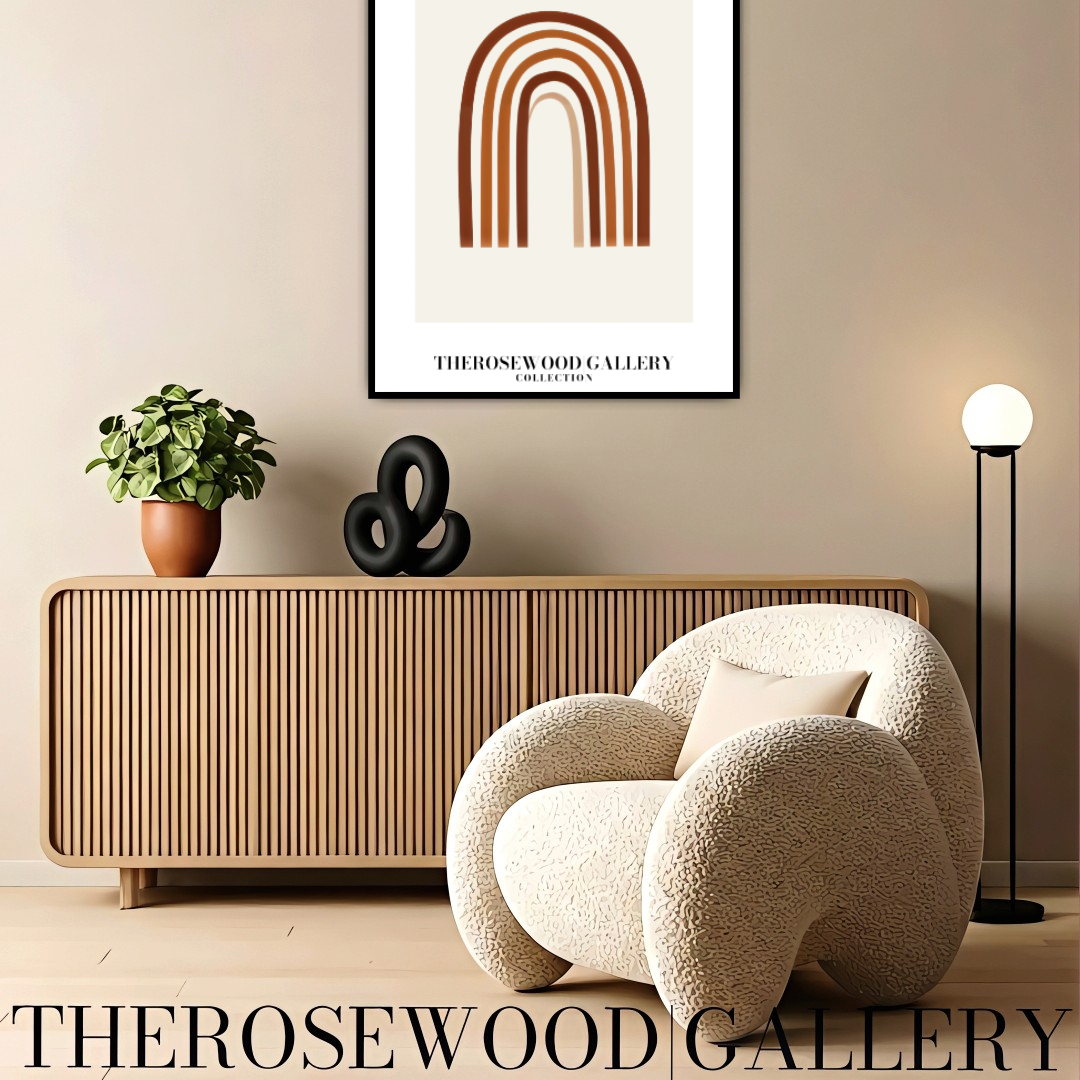 Minimalist Wall Art Printable | Instant Download | Neutral Home Decor | Modern Arc Art | Warm Orange-Brown Tones | Digital Art Living Room