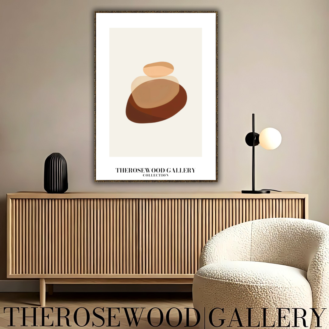 Simple Minimal Art Print | Instant Digital Delivery | Cozy Neutral Shades | Circle Motifs | Soft Warm Hues | Pale Pink-Beige Red-Brown Accents