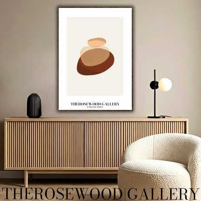 Simple Minimal Art Print | Instant Digital Delivery | Cozy Neutral Shades | Circle Motifs | Soft Warm Hues | Pale Pink-Beige Red-Brown Accents