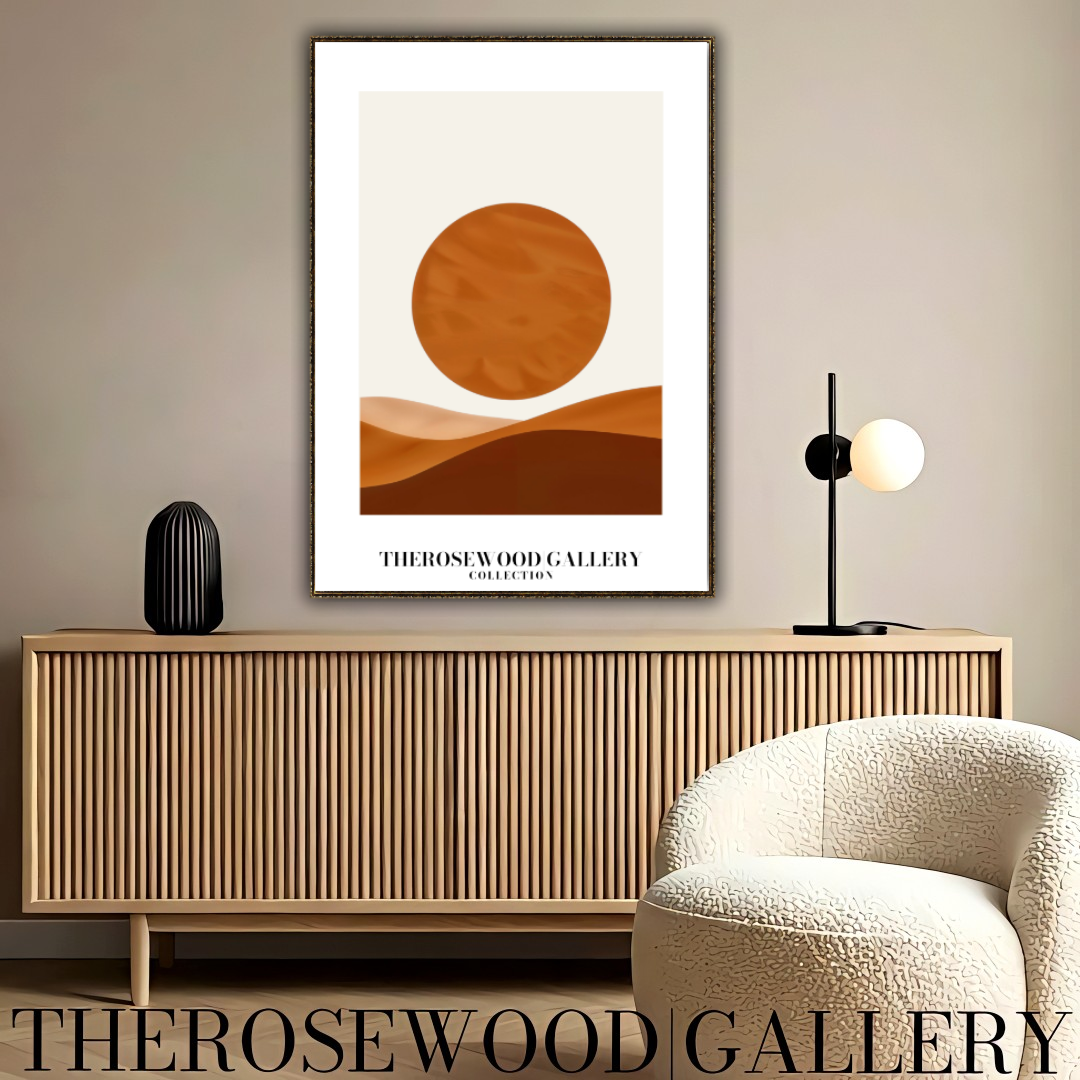 Décoration murale minimaliste moderne | Impression numérique téléchargeable | Palette de couleurs neutres et chaudes | Cercles orange-brun | Décoration d'intérieur minimaliste | Accès instantané
