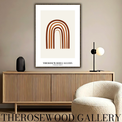 Minimalist Wall Art Printable | Instant Download | Neutral Home Decor | Modern Arc Art | Warm Orange-Brown Tones | Digital Art Living Room