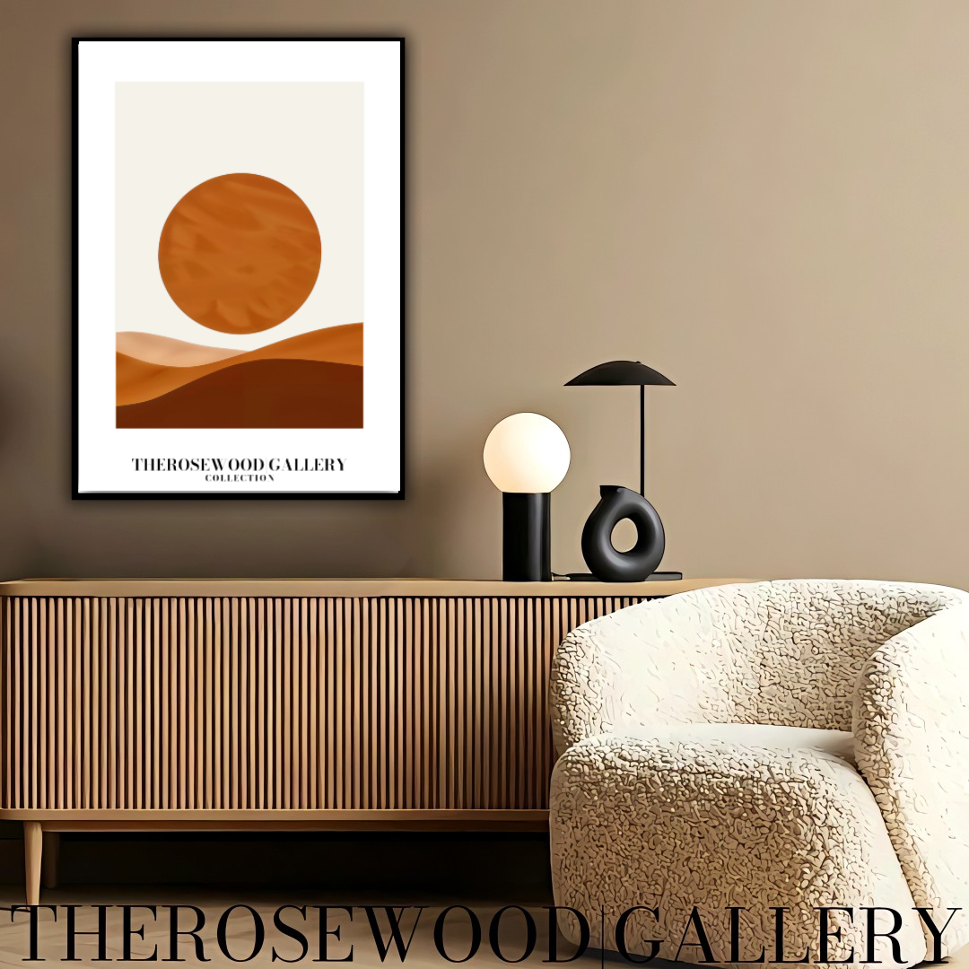 Décoration murale minimaliste moderne | Impression numérique téléchargeable | Palette de couleurs neutres et chaudes | Cercles orange-brun | Décoration d'intérieur minimaliste | Accès instantané