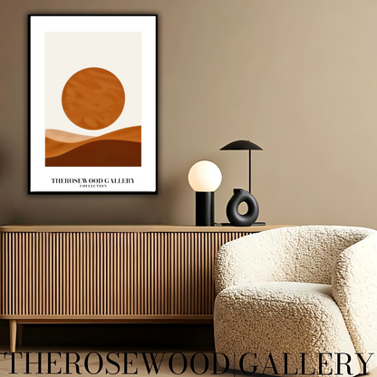 Décoration murale minimaliste moderne | Impression numérique téléchargeable | Palette de couleurs neutres et chaudes | Cercles orange-brun | Décoration d'intérieur minimaliste | Accès instantané