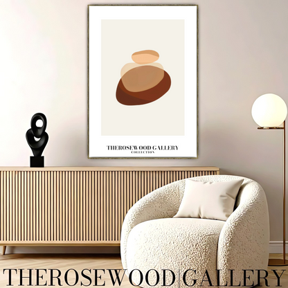 Simple Minimal Art Print | Instant Digital Delivery | Cozy Neutral Shades | Circle Motifs | Soft Warm Hues | Pale Pink-Beige Red-Brown Accents