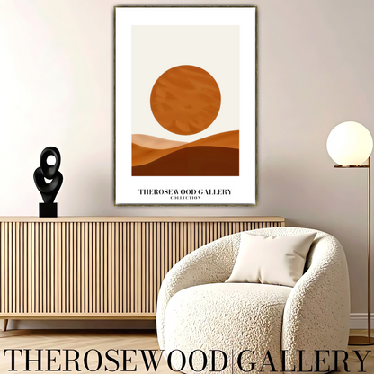 Décoration murale minimaliste moderne | Impression numérique téléchargeable | Palette de couleurs neutres et chaudes | Cercles orange-brun | Décoration d'intérieur minimaliste | Accès instantané