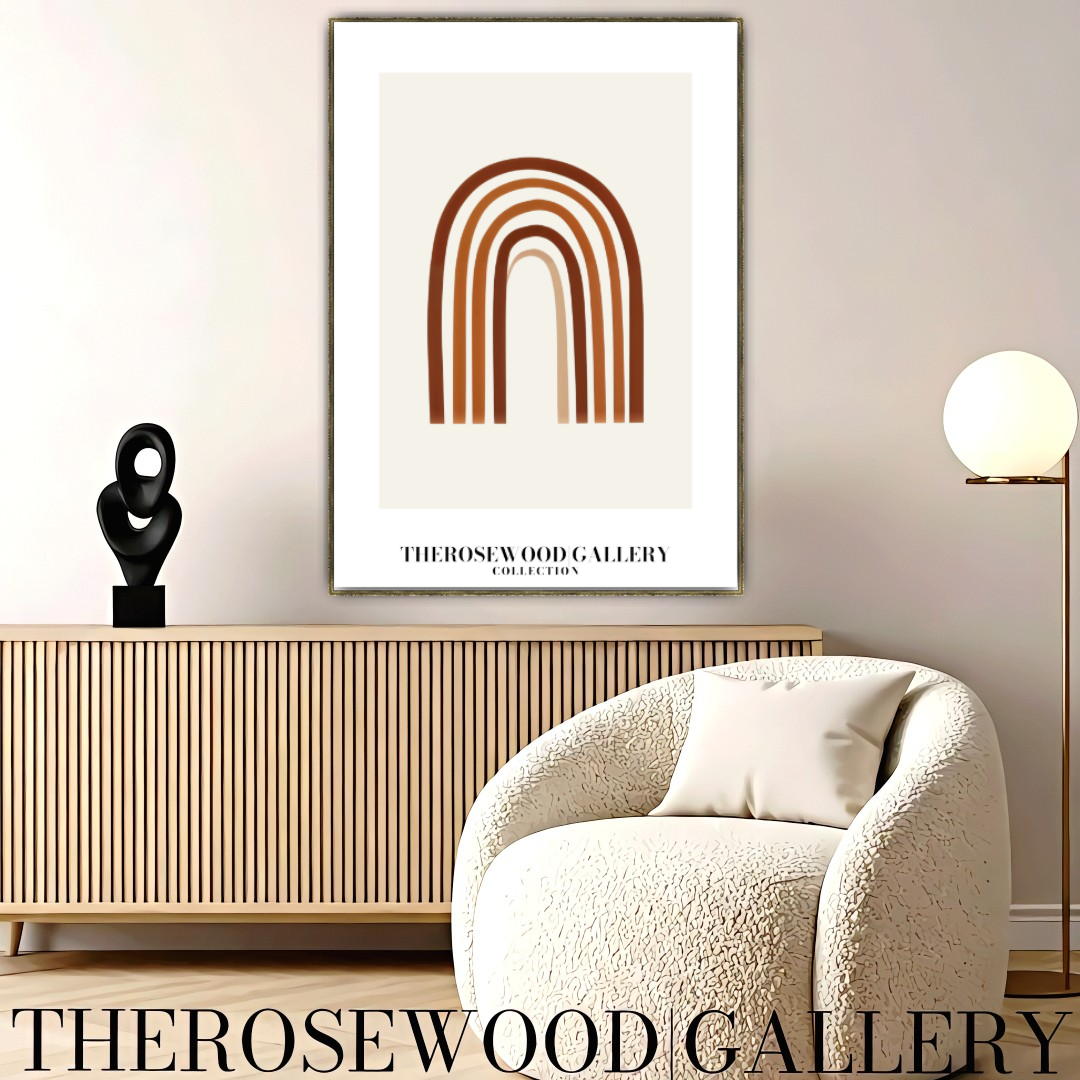 Minimalist Wall Art Printable | Instant Download | Neutral Home Decor | Modern Arc Art | Warm Orange-Brown Tones | Digital Art Living Room