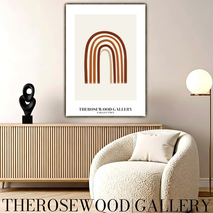 Minimalist Wall Art Printable | Instant Download | Neutral Home Decor | Modern Arc Art | Warm Orange-Brown Tones | Digital Art Living Room